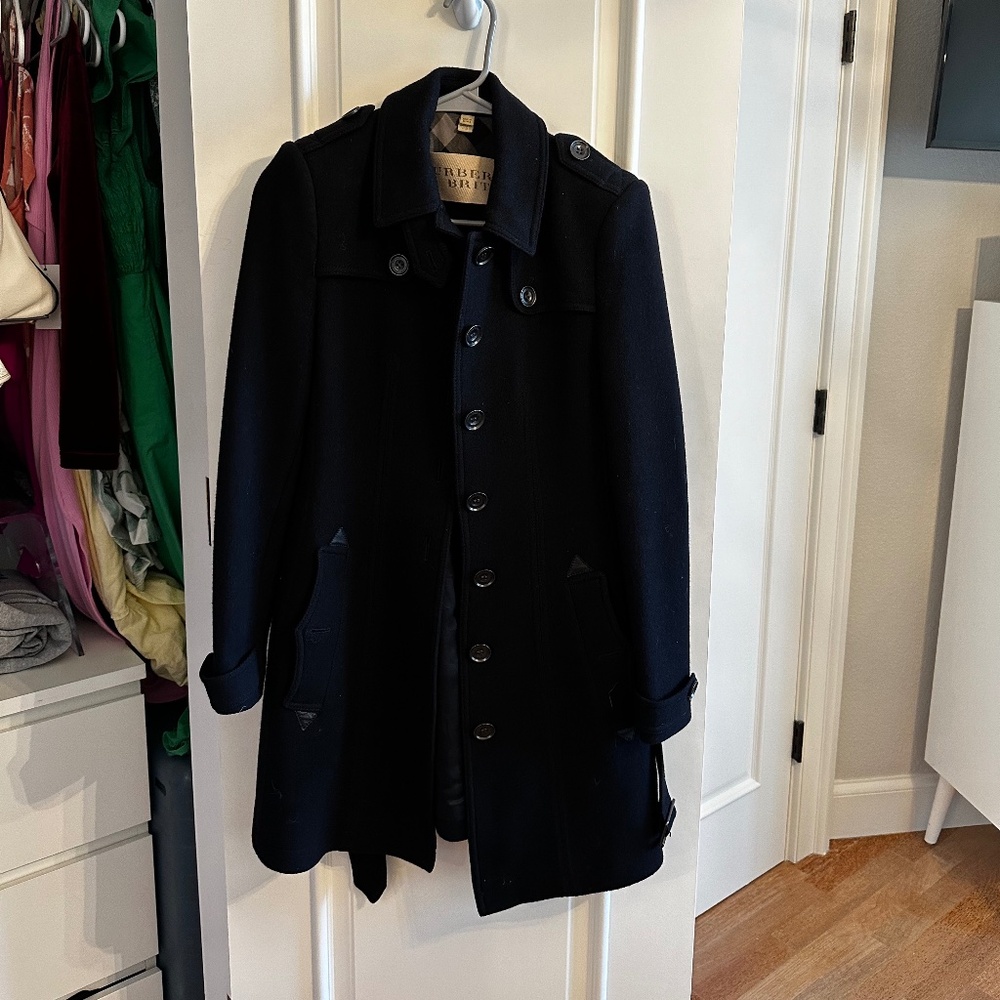 Burberry Kensington Wool and Cashmere Trench Coat - Black - Size 4